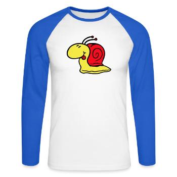 Snail cheeky tongue sticking out quickly small - Unisex Long Sleeve Baseball T-Shirt - white/royal blue - Front - Nik (191cm)