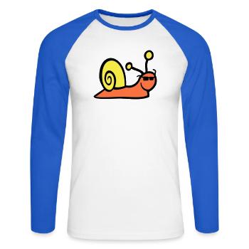 Snail Sunglasses Cute Cute Happy Cool - Unisex Long Sleeve Baseball T-Shirt - white/royal blue - Front - Nik (191cm)