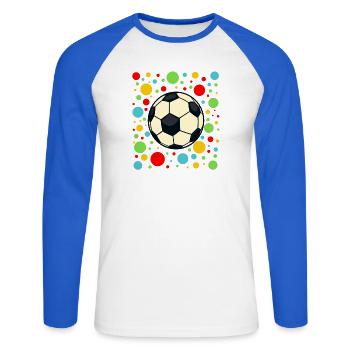 Spotty Vivid Confetti Soccer Ball - Unisex Long Sleeve Baseball T-Shirt - white/royal blue - Front - Nik (191cm)