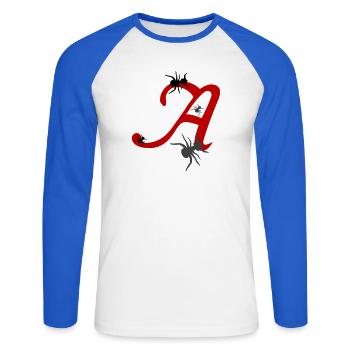 Buchstabe A Initiale - Unisex Baseballshirt langarm - Weiß/Royalblau - Vorne - Nik (191cm)