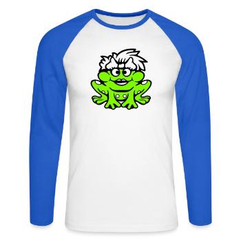 Frosch Frau Hübsch Kröte Lustig Weiblich Mädchen - Unisex Baseballshirt langarm - Weiß/Royalblau - Vorne - Nik (191cm)