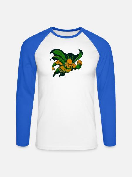 Superheld Vertex im Flug - Unisex Baseballshirt langarm - Weiß/Royalblau