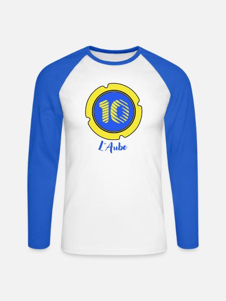 Logo of the Aube department 10 - Unisex Long Sleeve Baseball T-Shirt - white/royal blue