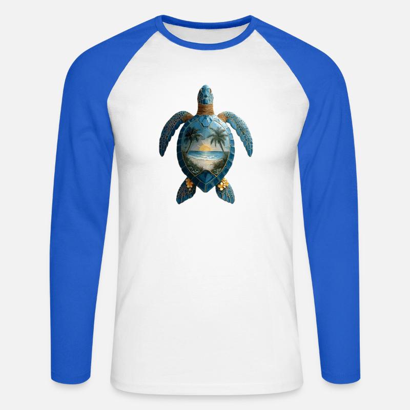 Turtle Waves Surf Turtle Surfer Turtles - Unisex Long Sleeve Baseball T-Shirt - white/royal blue