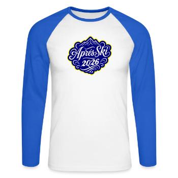 Après-ski 2026 - Unisex Long Sleeve Baseball T-Shirt - white/royal blue - Front - Nik (191cm)