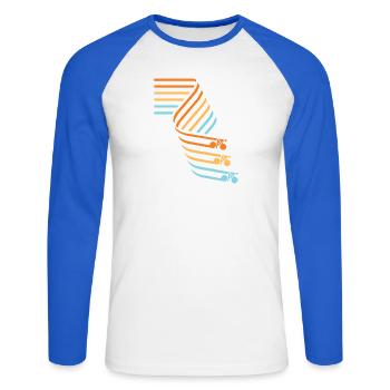 Shut up legs-ride on - Unisex Baseballshirt langarm - Weiß/Royalblau - Vorne - Nik (191cm)