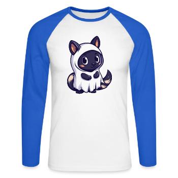 Skunk Halloween Ghost - Unisex Long Sleeve Baseball T-Shirt - white/royal blue - Front - Nik (191cm)