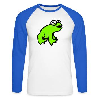 Frog grins cool funny comic crazy toad - Unisex Long Sleeve Baseball T-Shirt - white/royal blue - Front - Nik (191cm)