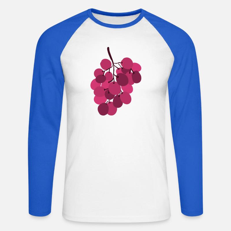 Lebendige rosa Trauben Traube - Unisex Baseballshirt langarm - Weiß/Royalblau