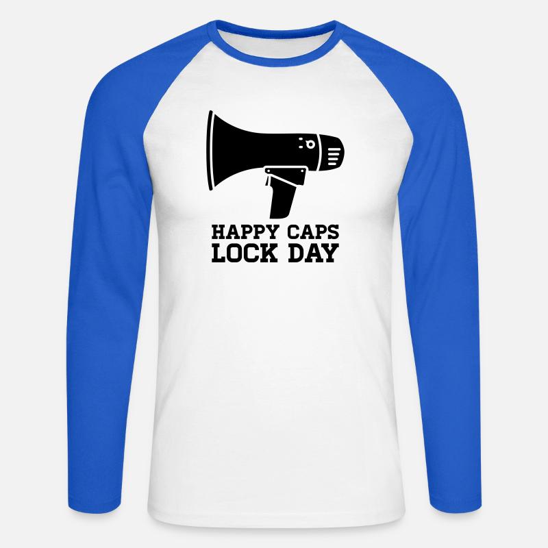 Megafon Happy Caps Lock Day Nerd  - Unisex Baseballshirt langarm - Weiß/Royalblau
