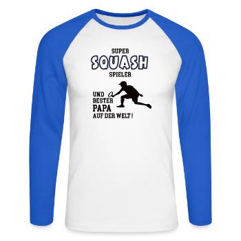 Squash Spieler Squasher Papa Vater Mann - Unisex Baseballshirt langarm - Weiß/Royalblau - Vorne - Nik (191cm)