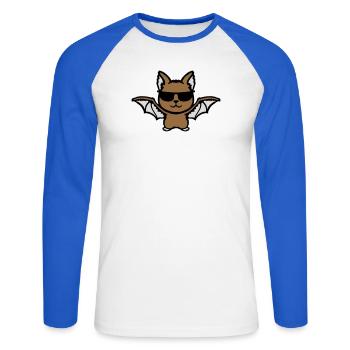 Cute Bat Sunglasses Cool Halloween Funny - Unisex Long Sleeve Baseball T-Shirt - white/royal blue - Front - Nik (191cm)