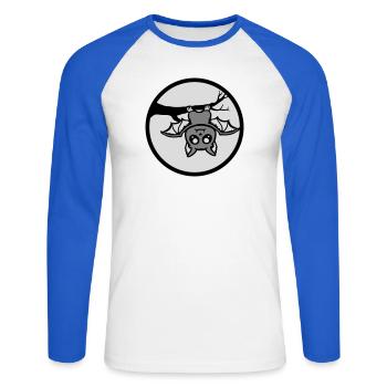 Bat Hanging Moon Branch Halloween Cute Cute - Unisex Long Sleeve Baseball T-Shirt - white/royal blue - Front - Nik (191cm)