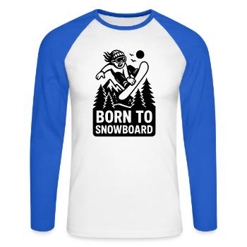 born to snowboard kids kinder sport - Unisex Baseballshirt langarm - Weiß/Royalblau - Vorne - Nik (191cm)