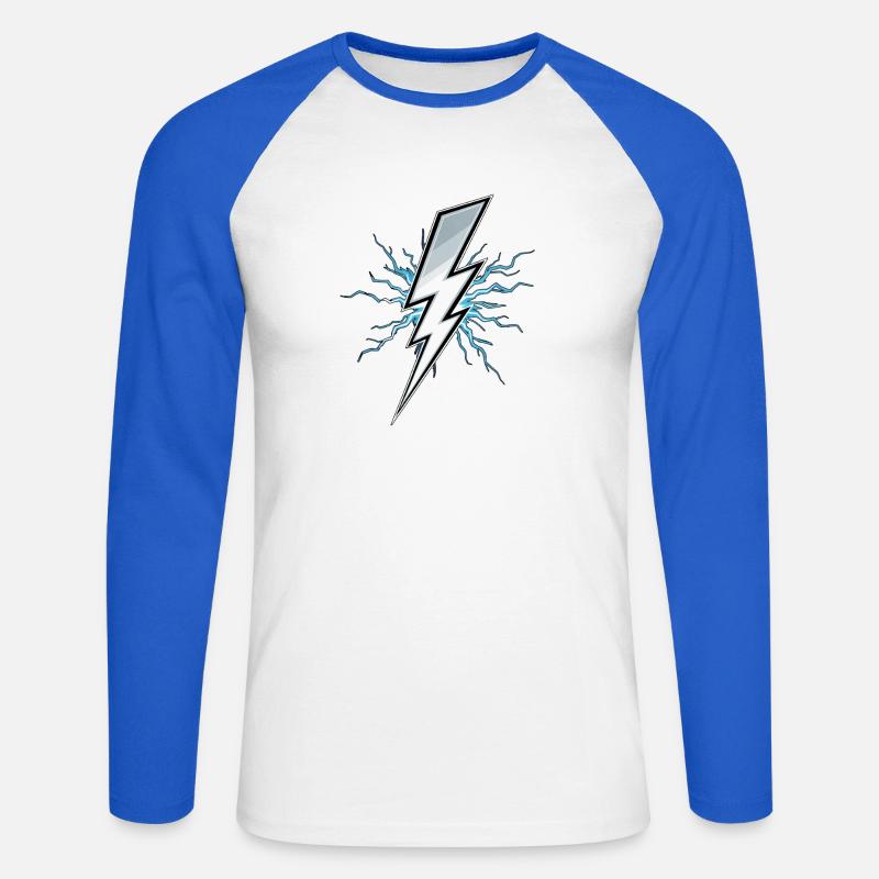 Blitz Blitzschlag Gewitter Strom Sturm - Unisex Baseballshirt langarm - Weiß/Royalblau
