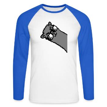 Llama Alpaca Head Sunglasses Cool Gray Funny Cute - Unisex Long Sleeve Baseball T-Shirt - white/royal blue - Front - Nik (191cm)