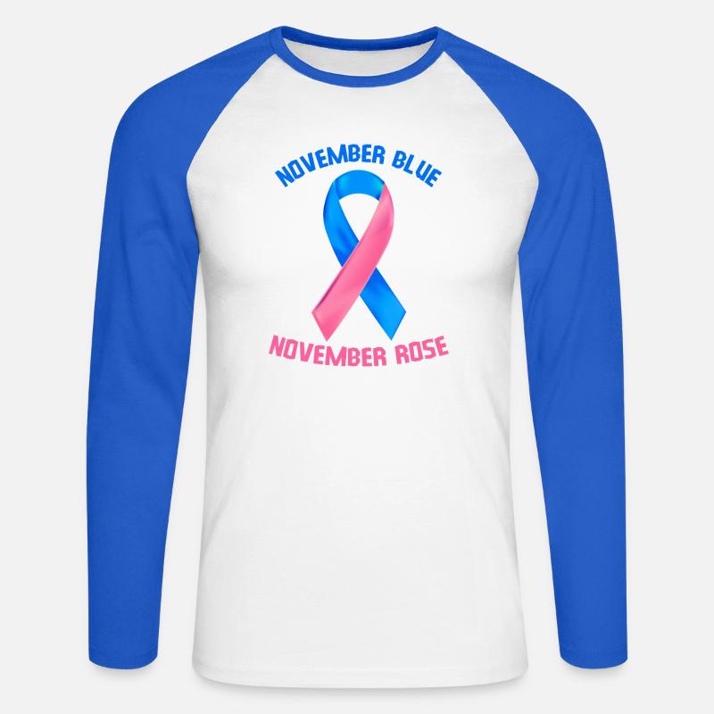 November Blau November Rose - Unisex Baseballshirt langarm - Weiß/Royalblau