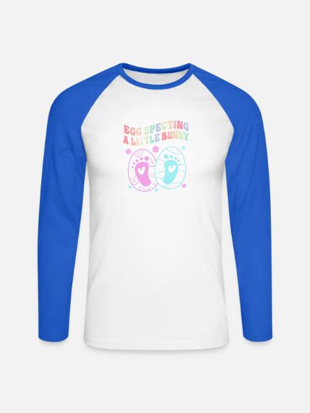 Werdende Mutter Ostern Gender Reveal - Unisex Baseballshirt langarm - Weiß/Royalblau