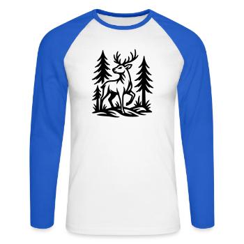 Reh - Unisex Baseballshirt langarm - Weiß/Royalblau - Vorne - Nik (191cm)