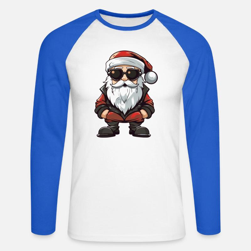 Weihnachtsmann Comic Santa - Unisex Baseballshirt langarm - Weiß/Royalblau