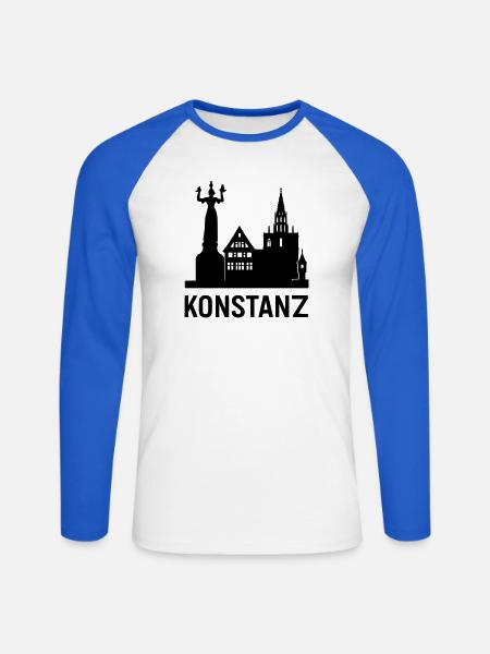 Constance Lac de Constance Silhouette - T-shirt baseball manches longues Homme - blanc/bleu royal