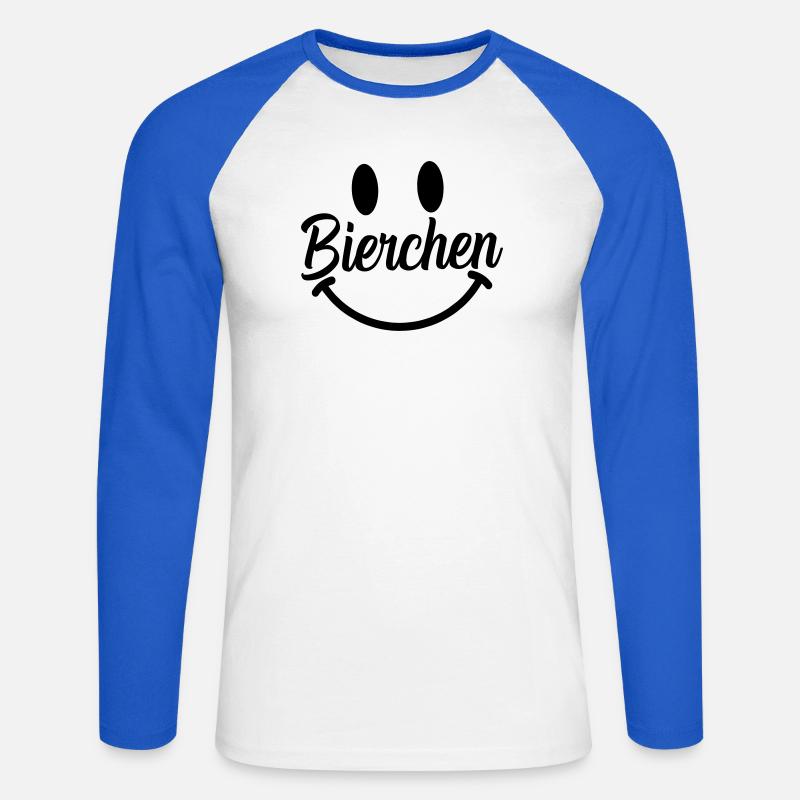 Smile Bierchen - Unisex Baseballshirt langarm - Weiß/Royalblau