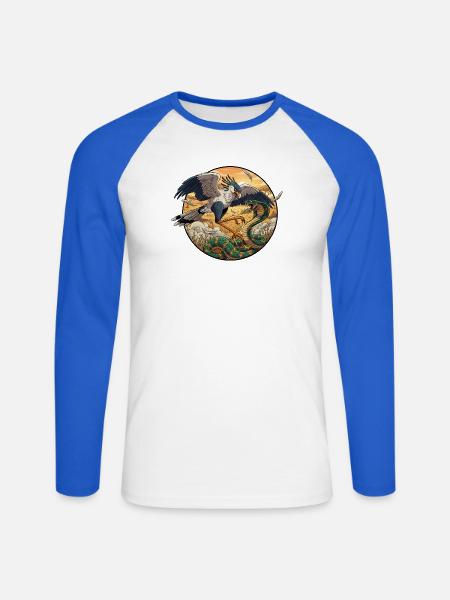 Sekretär vs Schlange im Abendlicht - Unisex Baseballshirt langarm - Weiß/Royalblau