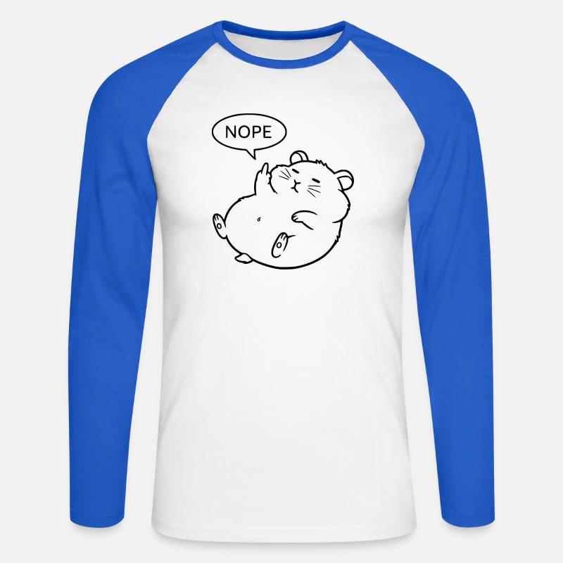 Nope Hamster | Lustiges Mittelfinger Statement - Unisex Baseballshirt langarm - Weiß/Royalblau