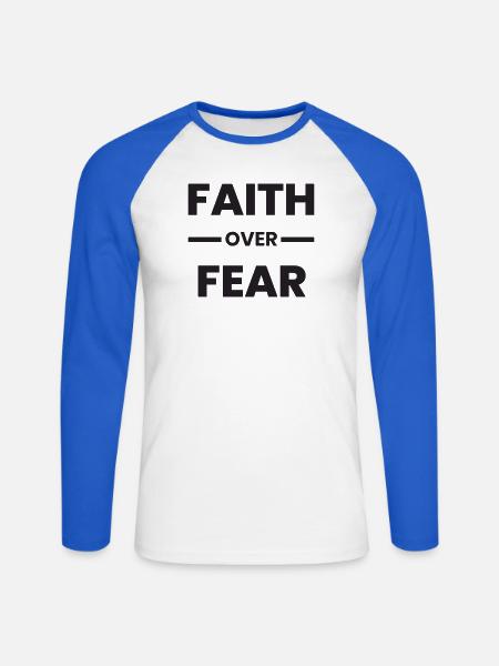 Faith_Over_Fear_Transparent_Black - Unisex Baseballshirt langarm - Weiß/Royalblau