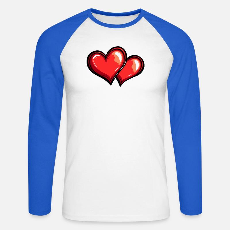 Simbolo d'amore dei cuori - Maglia da baseball a manica lunga da uomo - bianco/blu royal