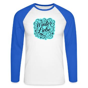 Winter Liebe Herz Winterlich - Unisex Baseballshirt langarm - Weiß/Royalblau - Vorne - Nik (191cm)