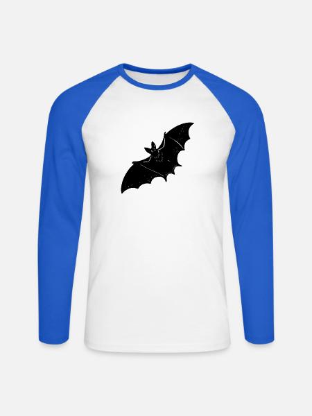 Fledermaus im gruseligen Flug - Unisex Baseballshirt langarm - Weiß/Royalblau