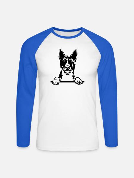 Basenji Kopf - Unisex Baseballshirt langarm - Weiß/Royalblau
