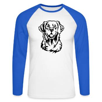 Golden Retriever Head - Unisex Long Sleeve Baseball T-Shirt - white/royal blue - Front - Nik (191cm)