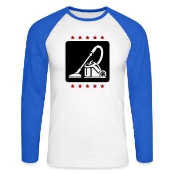 Nettoyage des aspirateurs - T-shirt baseball manches longues Homme - blanc/bleu royal - Devant - Nik (191cm)