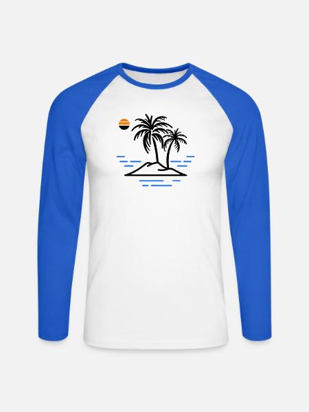 Palm Island - Unisex Long Sleeve Baseball T-Shirt - white/royal blue