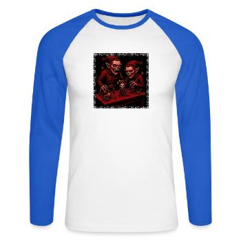 Gruseliger Weihnachtszombie Elf Skelett Horror - Unisex Baseballshirt langarm - Weiß/Royalblau - Vorne - Nik (191cm)