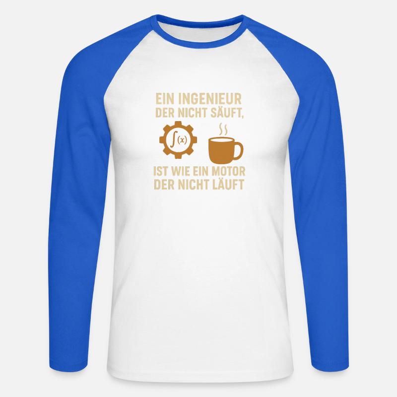 Ingenieur Humor Kaffee Motor - Unisex Baseballshirt langarm - Weiß/Royalblau