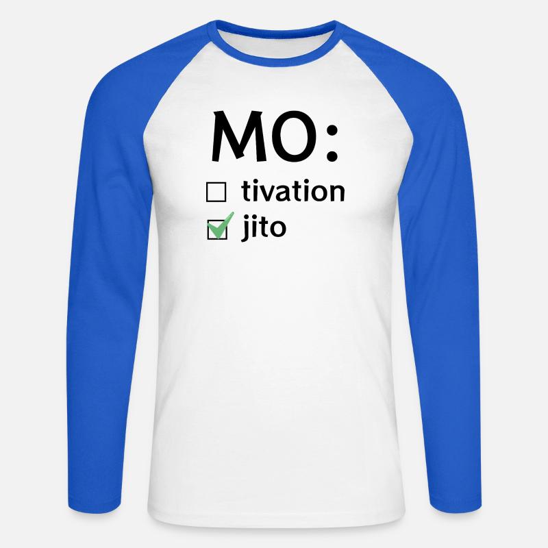 Motivation oder Mojito - Unisex Baseballshirt langarm - Weiß/Royalblau