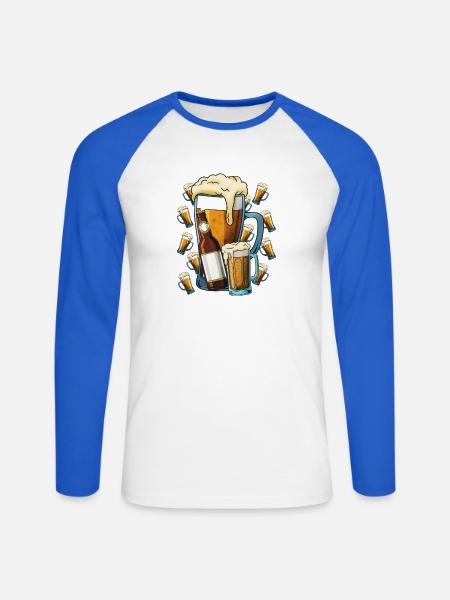Bierfreude Krug Illustration - Unisex Baseballshirt langarm - Weiß/Royalblau