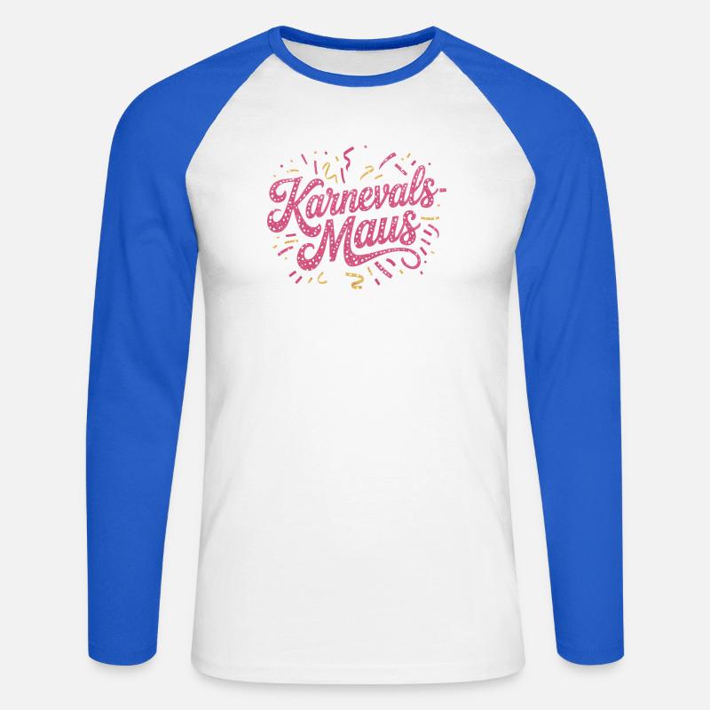 Karnevalsmaus Karneval Köln Kölner Karnevals Maus - Unisex Baseballshirt langarm - Weiß/Royalblau