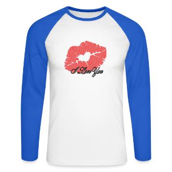 Heart in romantic points I love you - Unisex Long Sleeve Baseball T-Shirt - white/royal blue - Front - Nik (191cm)