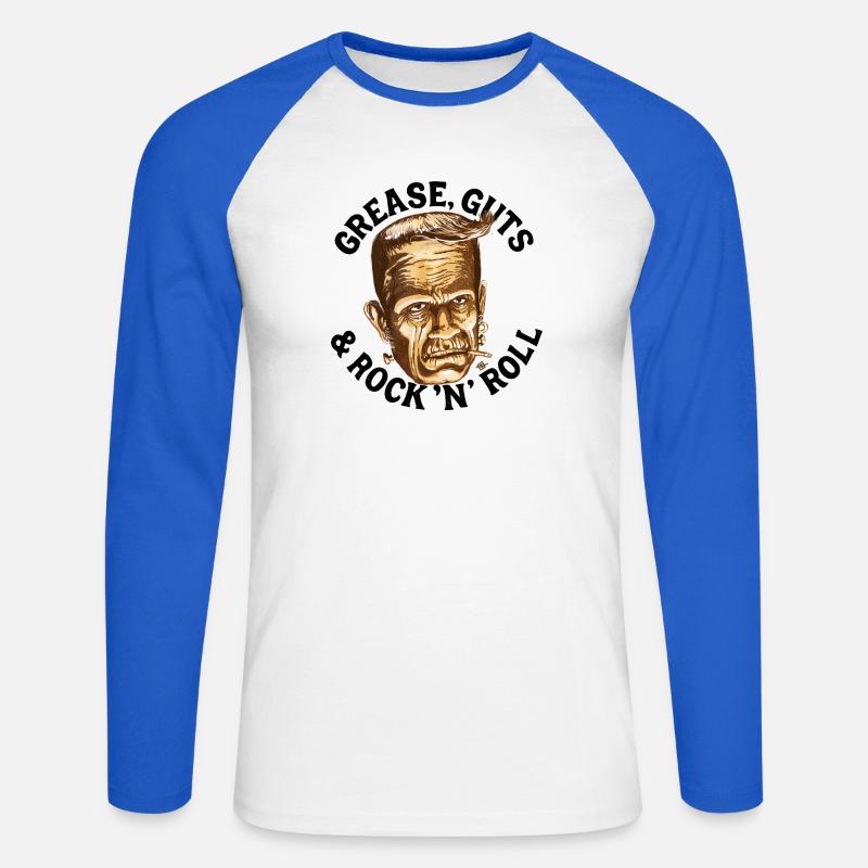 Gomina, Eingeweide & Rock... - Unisex Baseballshirt langarm - Weiß/Royalblau