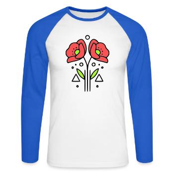 Poppy Poppies Minimalist Line Art 9 - Unisex Long Sleeve Baseball T-Shirt - white/royal blue - Front - Nik (191cm)