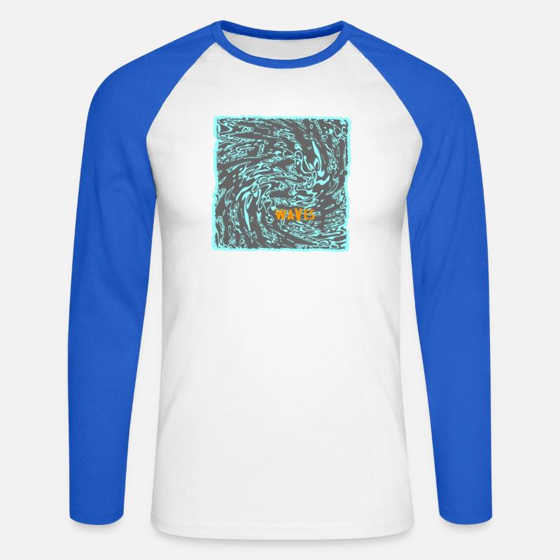 Wave flow neon pattern surf - Unisex Long Sleeve Baseball T-Shirt - white/royal blue