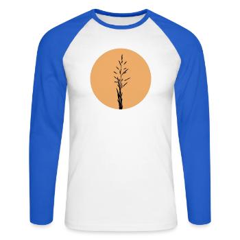  Silhouette in Sunset Circle - Unisex Long Sleeve Baseball T-Shirt - white/royal blue - Front - Nik (191cm)