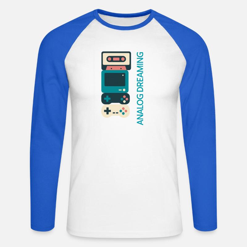 Analog Dreaming Console Stack - Unisex Long Sleeve Baseball T-Shirt - white/royal blue