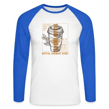 Coffee just does its job retro - Unisex Long Sleeve Baseball T-Shirt - white/royal blue - Front - Nik (191cm)
