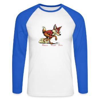 Pfuschi McPush Meister des Pfusches - Unisex Baseballshirt langarm - Weiß/Royalblau - Vorne - Nik (191cm)