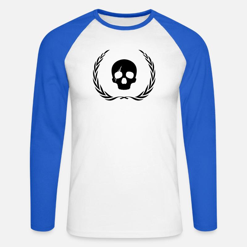 Skelett Totenkopf Kranz - Unisex Baseballshirt langarm - Weiß/Royalblau